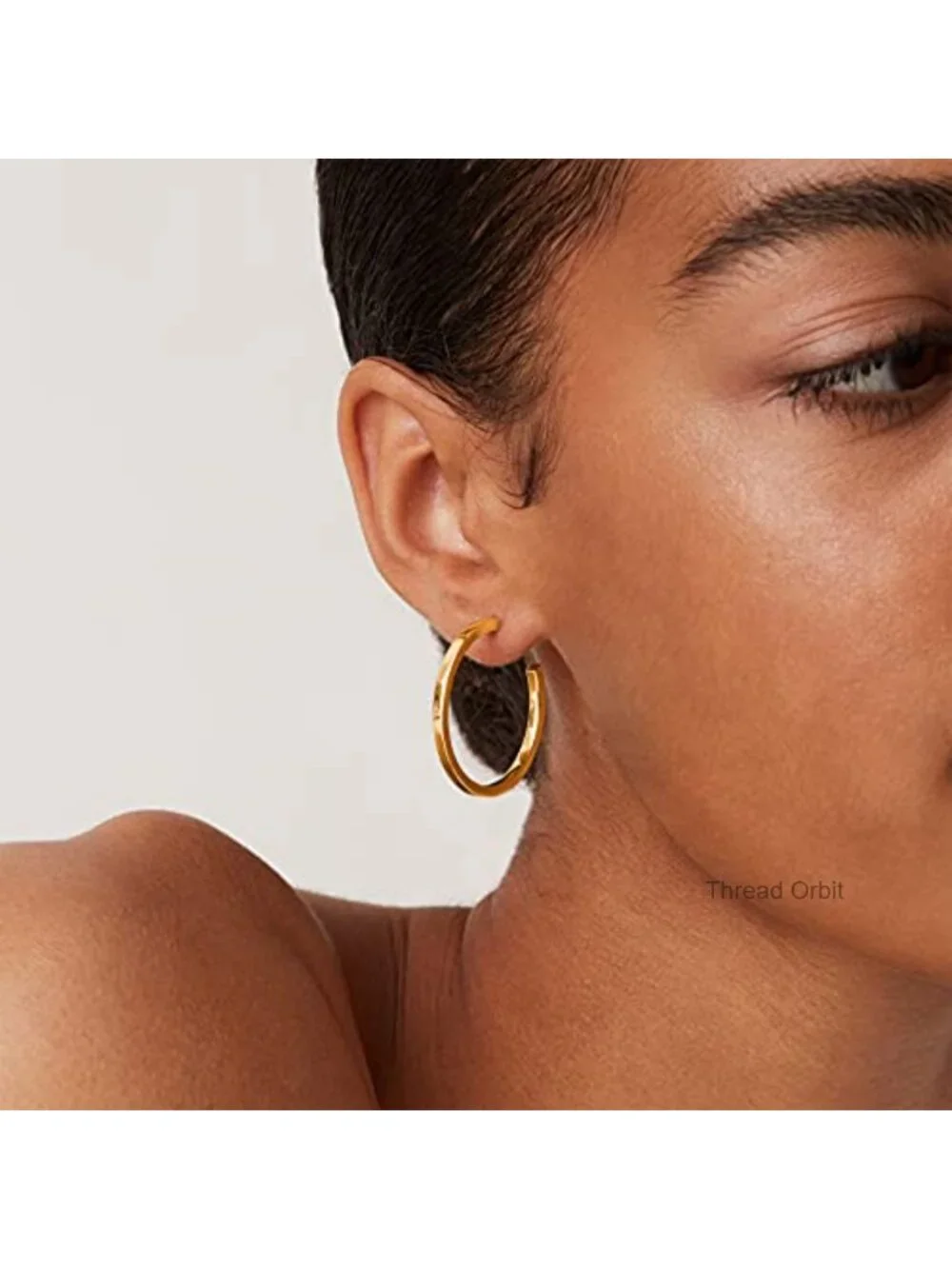 14K Gold Plated Thin Square Edge Open Hoop Earrings Lightweight Hoops